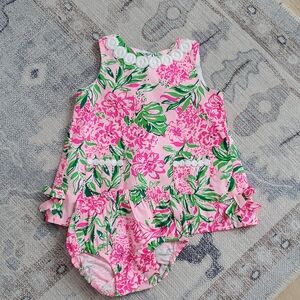 Lilly Pulitzer Baby Girls Lilly Floral Shift Dress & Bloomers Pink Sz12-18m